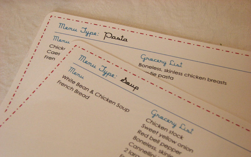 Menu cards