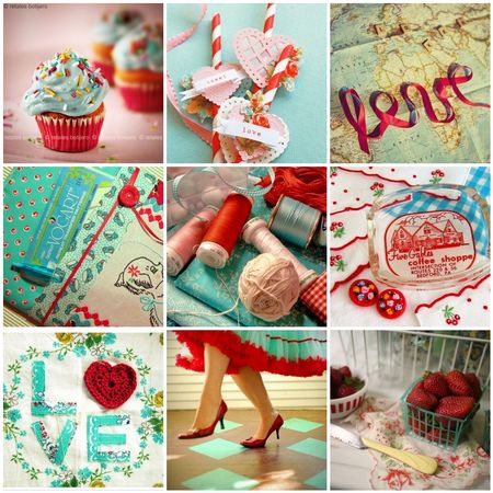 Love - turquoise and red