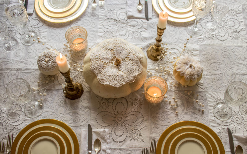 White and Gold Thanksgiving Table